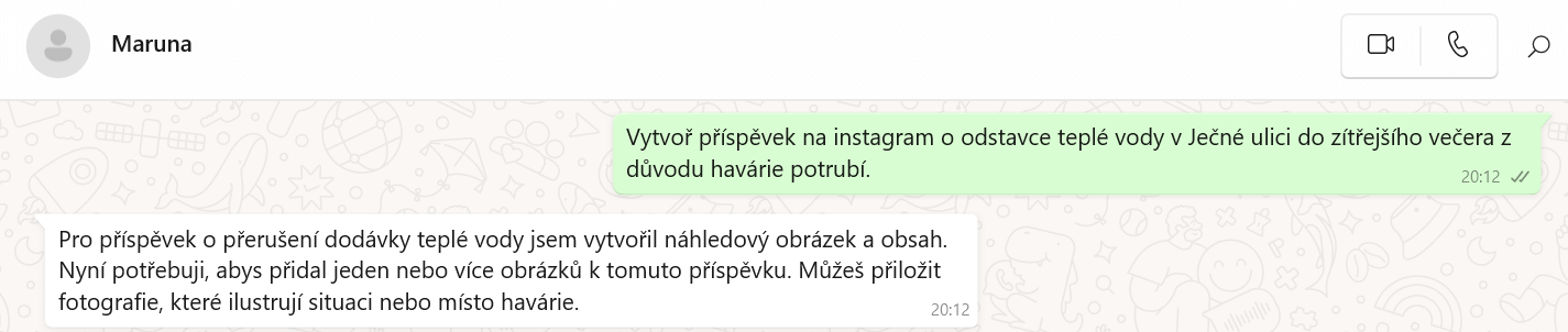 zadávání zpráv Sockařka Maruna